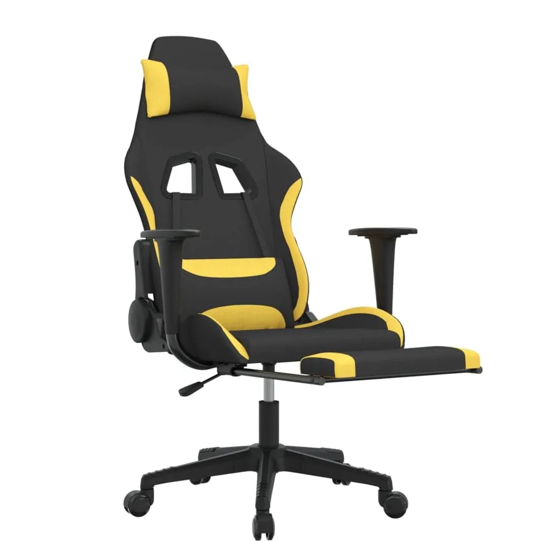 High quality yellow black design fabric adjustable massage gamer chairs comfortable swift lift office gaming chair with footrest