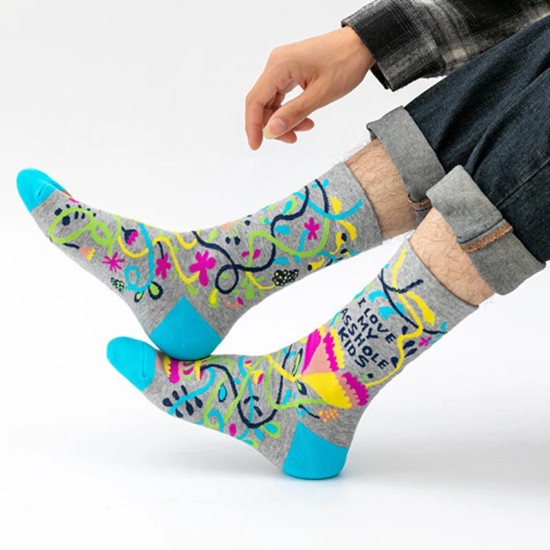 Beautiful Fancy Flower Socks Designer Patterned Fashion Happy Men Women Unisex Colorful Socks