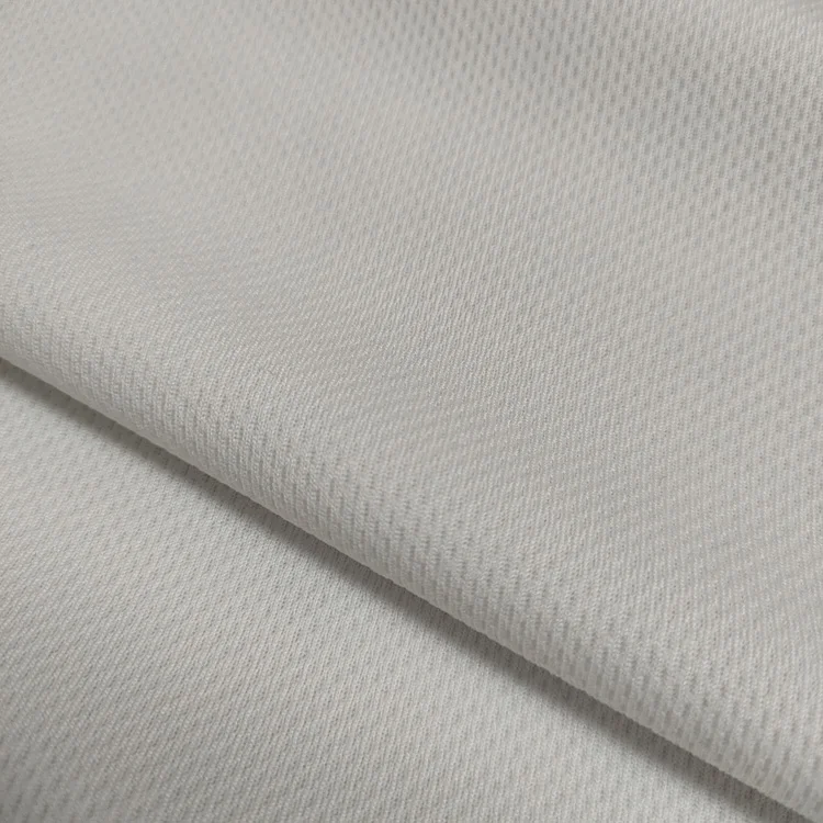 White Birds Eye Mesh Knit Fabrics 100% Polyester Two Way Stretch Sportswear Power Mesh Fabric