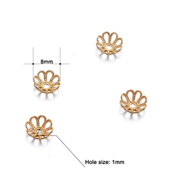 Wholesale 18K Real Gold Color Loose Spacers Separate Bead Caps Flower Brass Cones Bead Caps for Jewelry Making