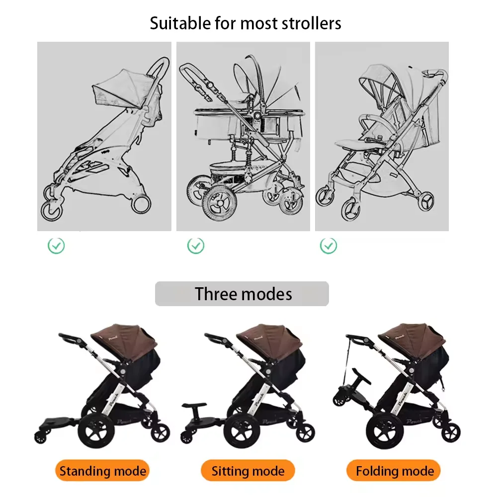 HOT Sales Pedal Twins Stroller Standing Plate Rider Buggy Board Sibling Board Second Child Artifact Trailer