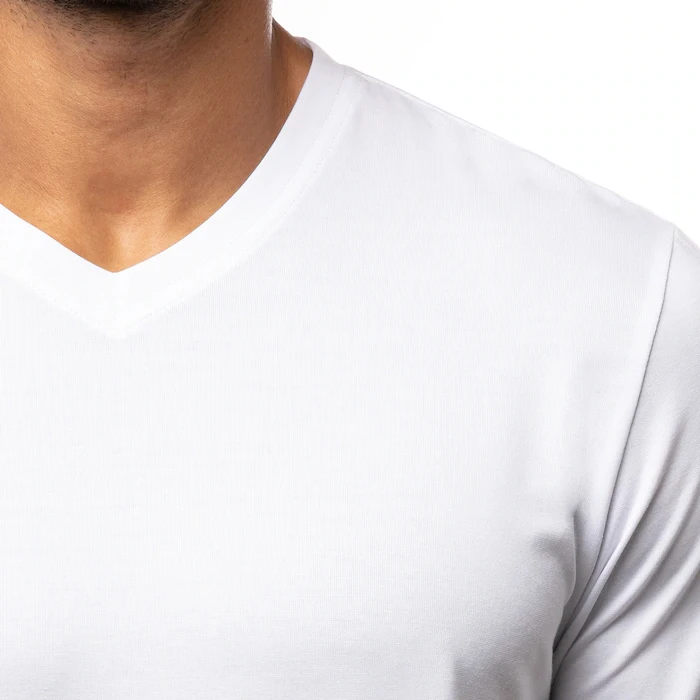 Custom High Quality Quick Dry V Neck T Shirts Men White Pima Cotton Blank Printed T-shirt With Logo