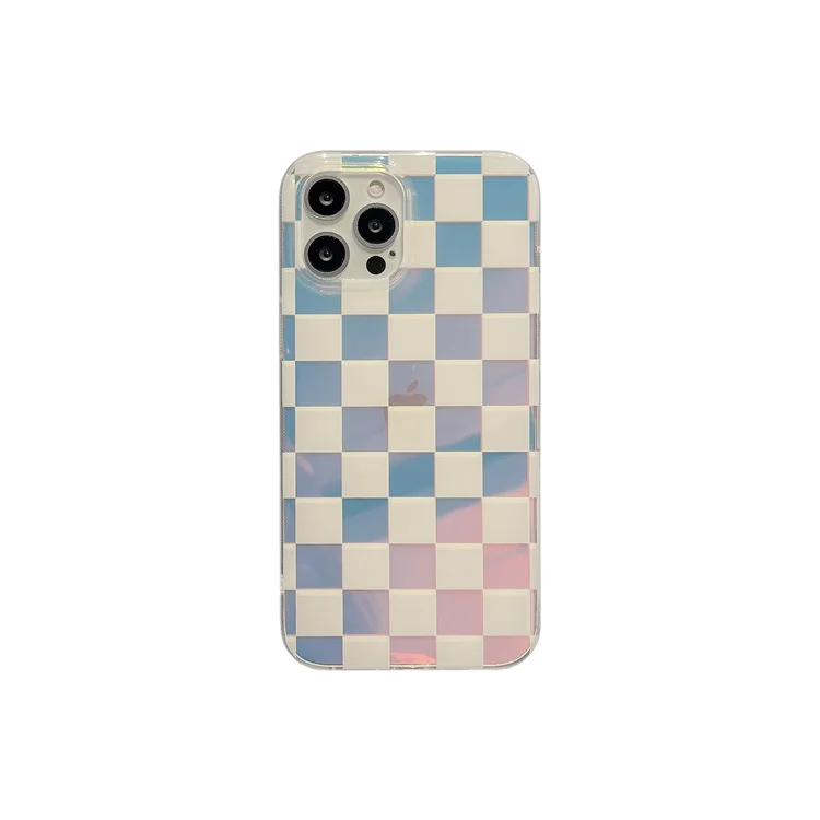 
2021 new designer laser clear tpu printing Checkered pattern shockproof back cover phone case for Iphone 11/12 pro max 6 7 8 