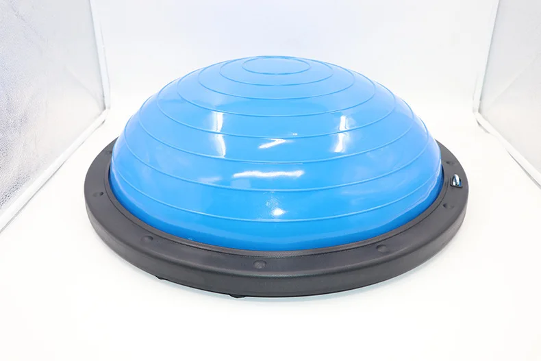 Thickened Explosion-Proof Oval Fitness Ball Yoga Hemisphere Fitness Ball Balance Pilates Half Ball with Resistance Band 58cm ABS