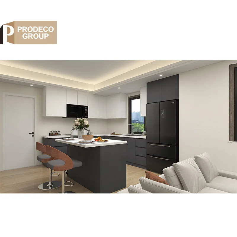 Prodeco Customised Matte Grey Custom Modern Design Kitchen Hardware Sideboard Buffet Cabinet and Furniture Luxury Melamine Board