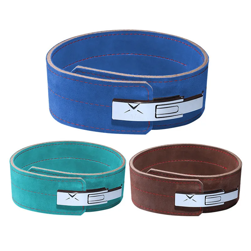 Strength lifting fitness belt squat hard pull four layers of cowhide men and women lifting lever buckle fitness belt belt guard