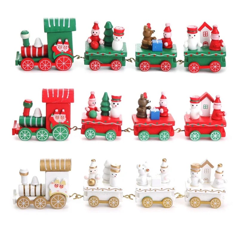 
Wooden Christmas Train Festival Gifts for New Year Children Toys Xmas Decoration 