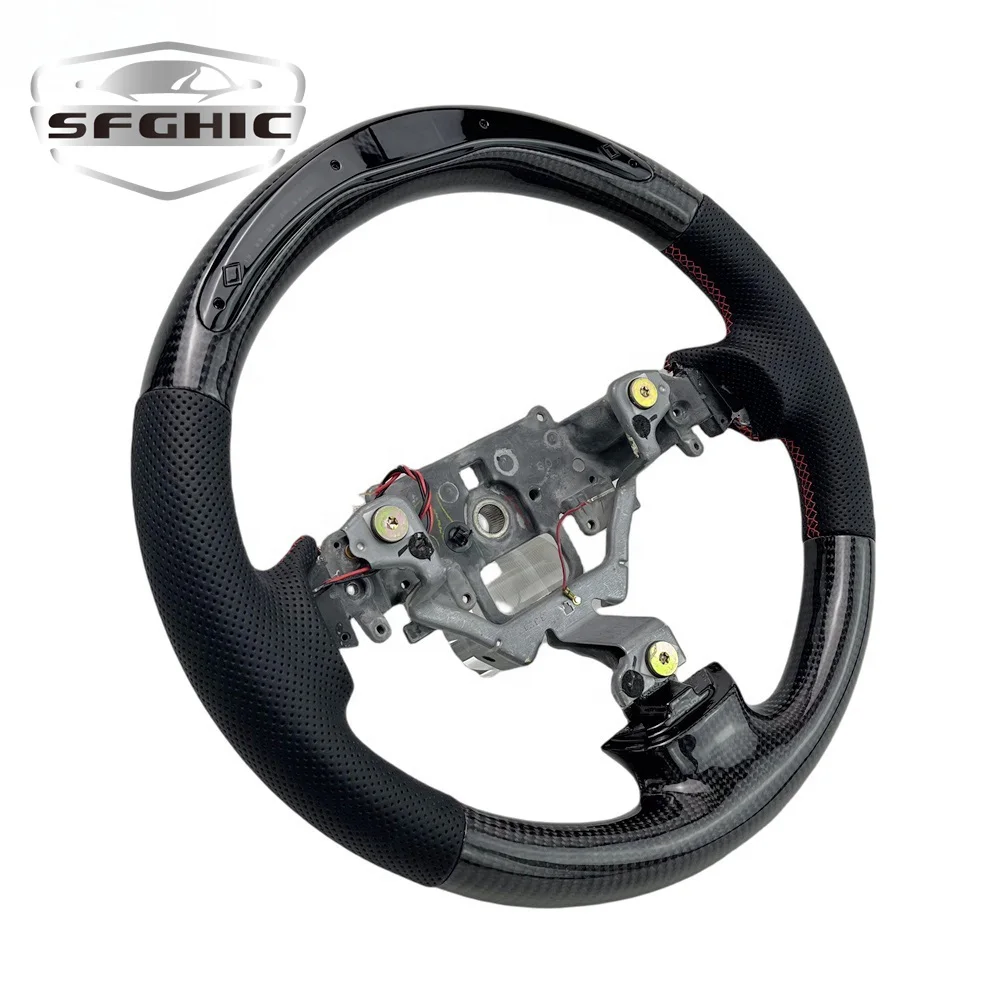 Factory Direct Sales Hot Auto Parts Perforated Leather Carbon Fiber LED Steering Wheel For Mazda RX8 Steering Wheel