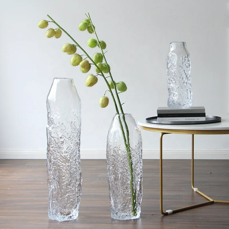 Bixuan Handmade Mouthblown Art Glass Vase Bottle Shape Design for Flower Branch High-end Thick Heavy Tall Floor Glass Vases