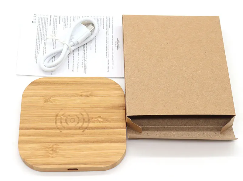 
2021 hot selling New design wood wireless charge pad long distance bamboo factory best price qi universal wireless charging 