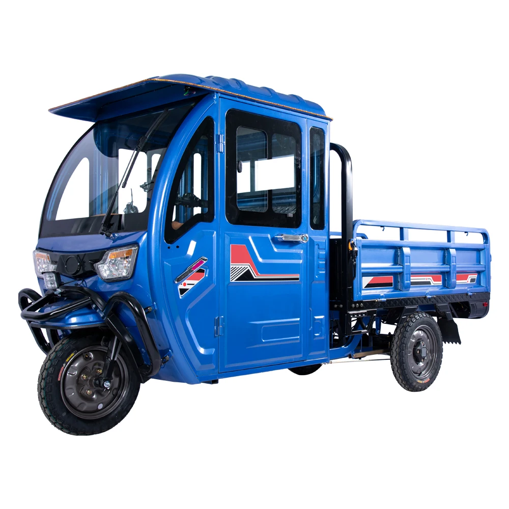 60v Hot Seat Enclosed Driver Room Green Powered Adult Tricycle Middriver Electric Tricycle Cargo Cabin