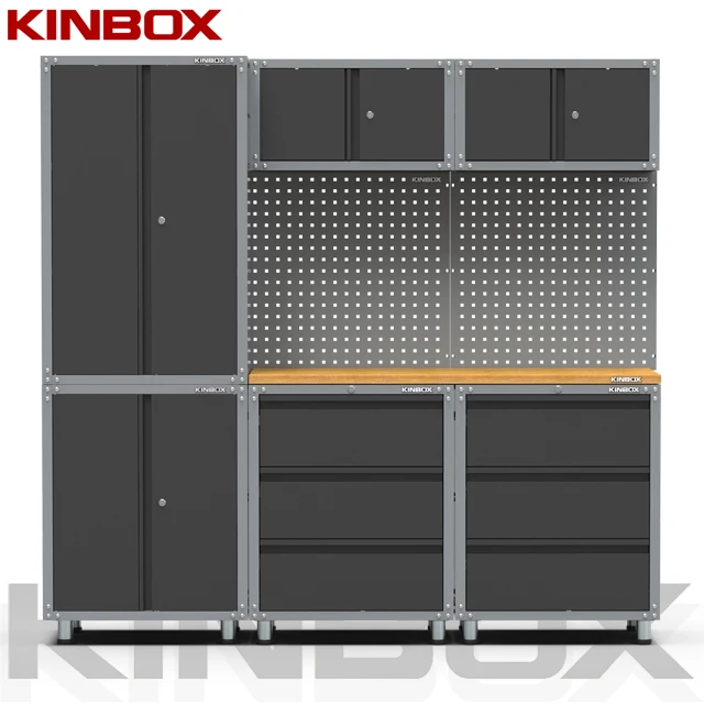 Kinbox 9 Pieces Garage Furniture Storage Cabinet Combination for Workshop