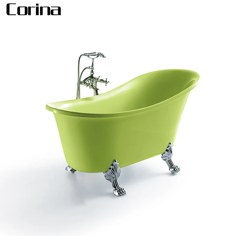 Enamelled Cast Iron Soaking Freestanding Bathroom Tub With Tap Hole