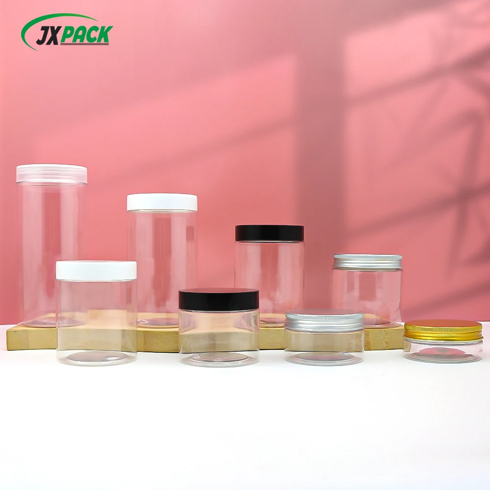 Factory Direct Sale 71mm 50 80 100 120 180 200 250 300 400 500ml Food Honey Cookie Food Jar With Lid Clear PET Spice Plastic Jar