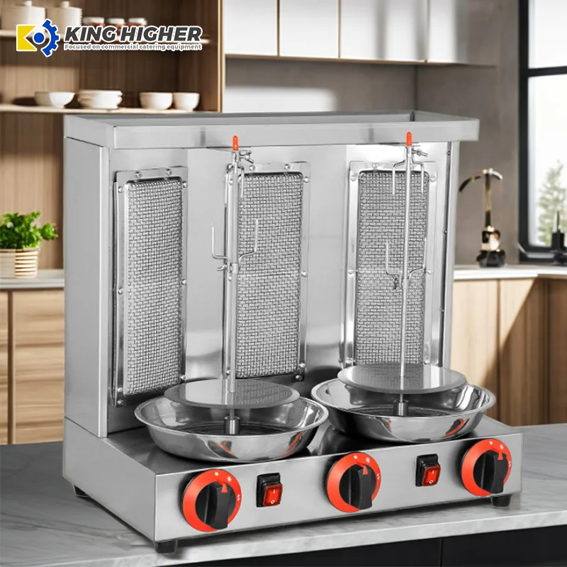 New Stainless Steel Gas Kebab Doner Gyro Meat Grill Machine Home Restaurant and Hotel Use Chicken Shawarma Food Shops
