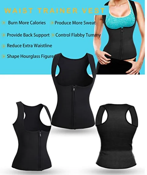 Women Waist Trainer Vest Slim Corset Neoprene Sauna Tank Top Zipper Weight Loss Body Shaping Shirt