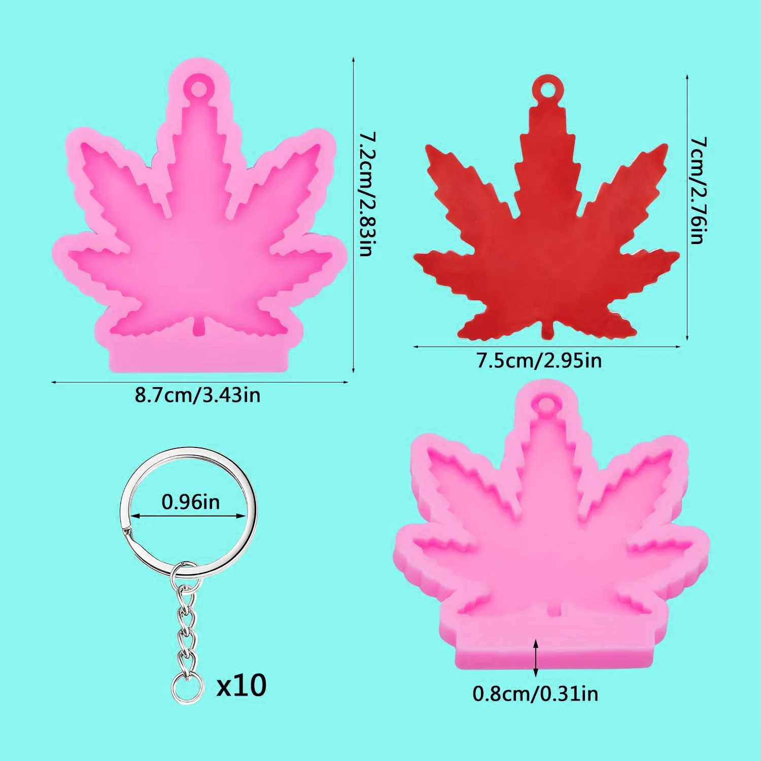 Resin Weed Baking Keychain Molds Silicon Making Keychains Maple Leaf Silicone Mold