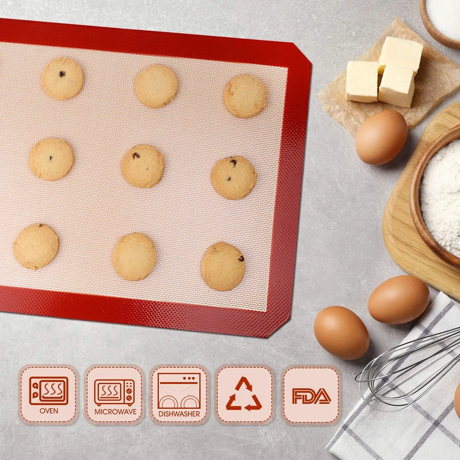Manufacturer 29.5*42cm professional food safe grade heat resistant non stick silicone baking mat