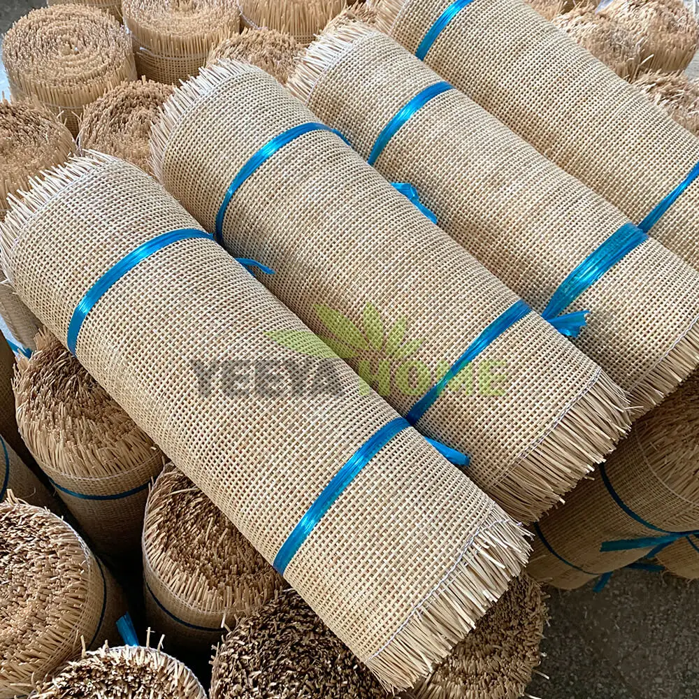 YEEYAHOME Natural Rattan Cane Webbing Square Radio Weave Rattan Cane Webbing Roll for Chairs Furniture Home Decoration