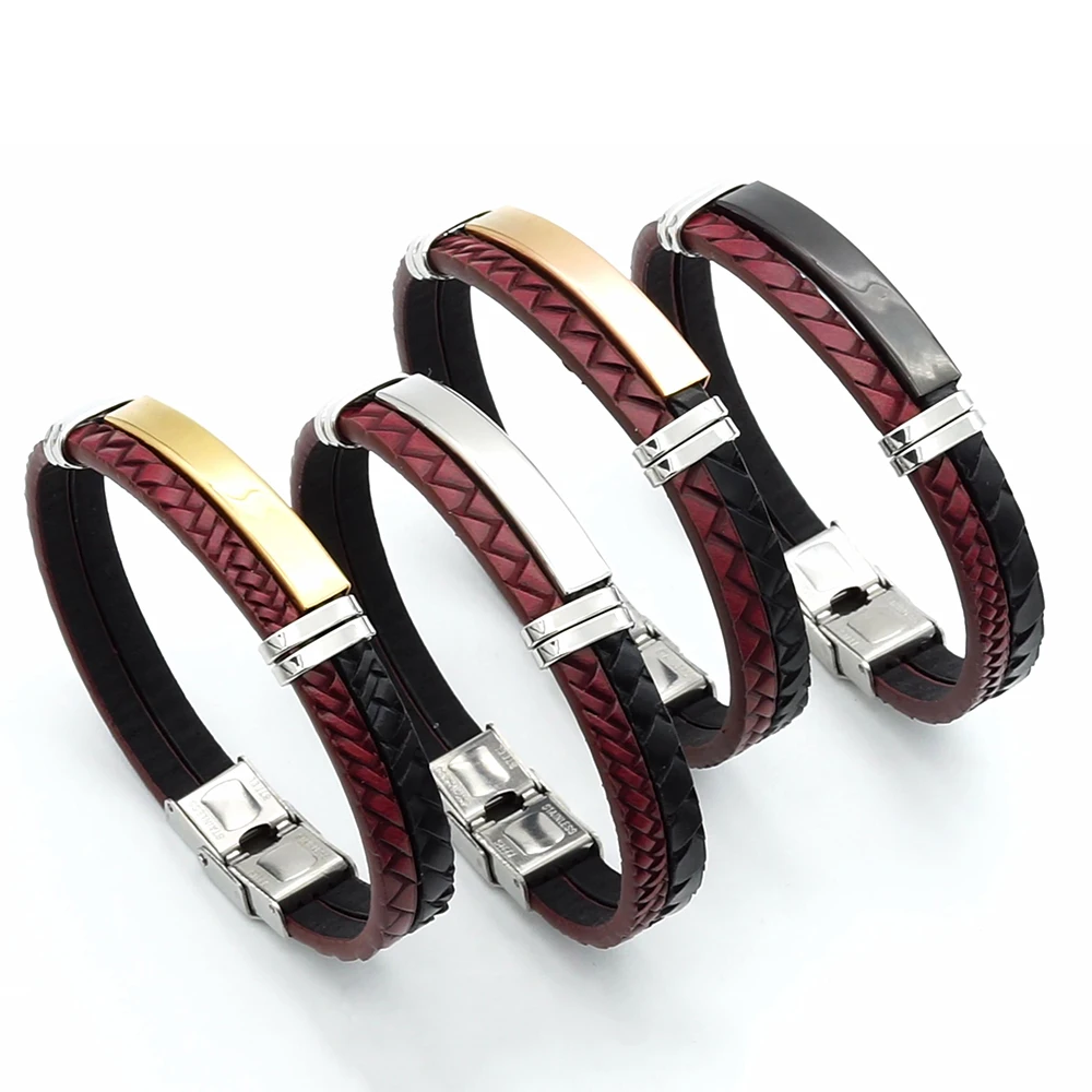 Leather Wristband Bracelet For Men, Men Bracelet Leather Jewelry Stainless Steel