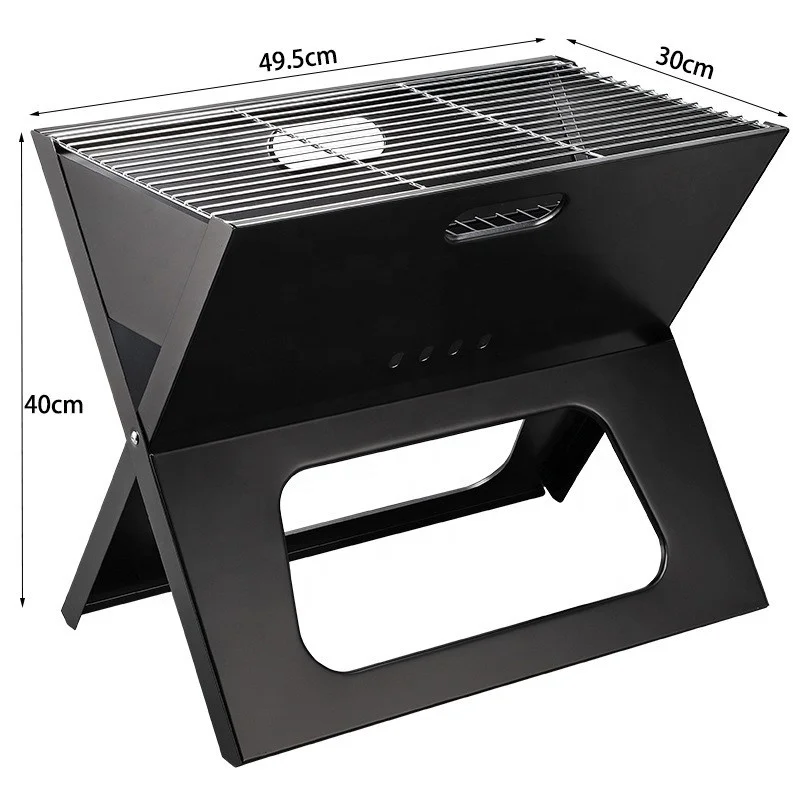 Portable foldable outdoor camping grill charcoal bbq grill notebook portable small folding grill