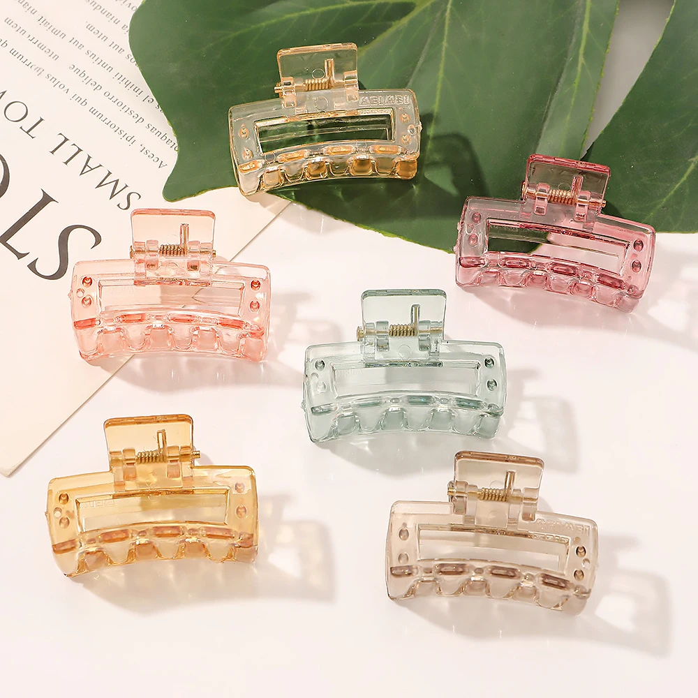 4cm Mini Hair Claw Wholesale Candy Sweet Mini Small Rectangle Hair Claw Clip Simple Fashion Elegant Matte Plastic Hair Clip