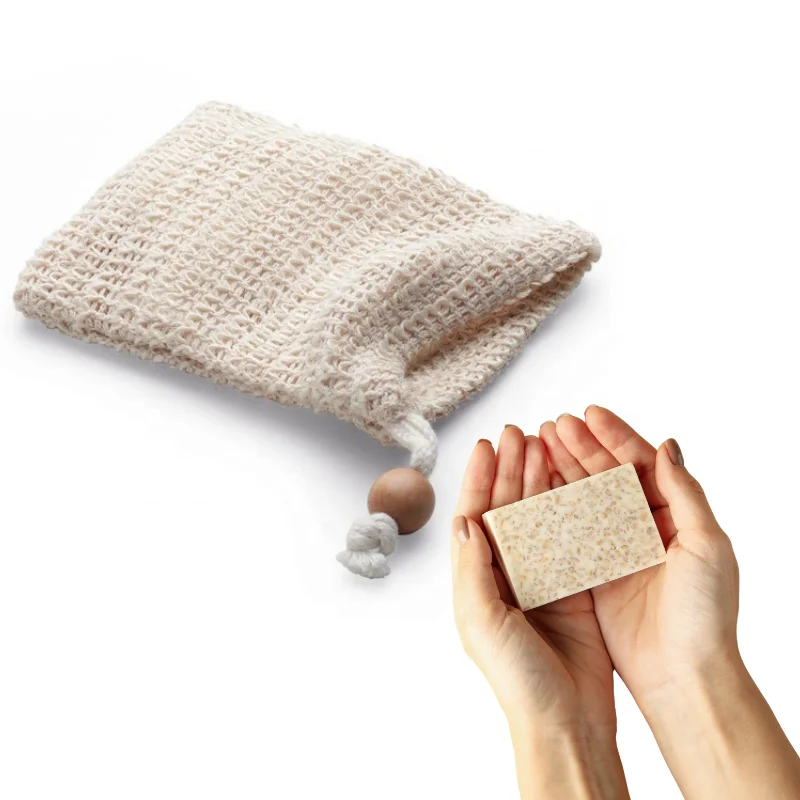 Natural Sisal Exfoliating mesh bags for soap for Foaming and Drying The Soap Bars Shower Soap Bag