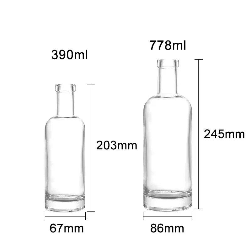 Round Vodka Glass Bottle Elegant Glass Bottle Vodka Liquor 350ml Thick Resistant Vodka With Cork