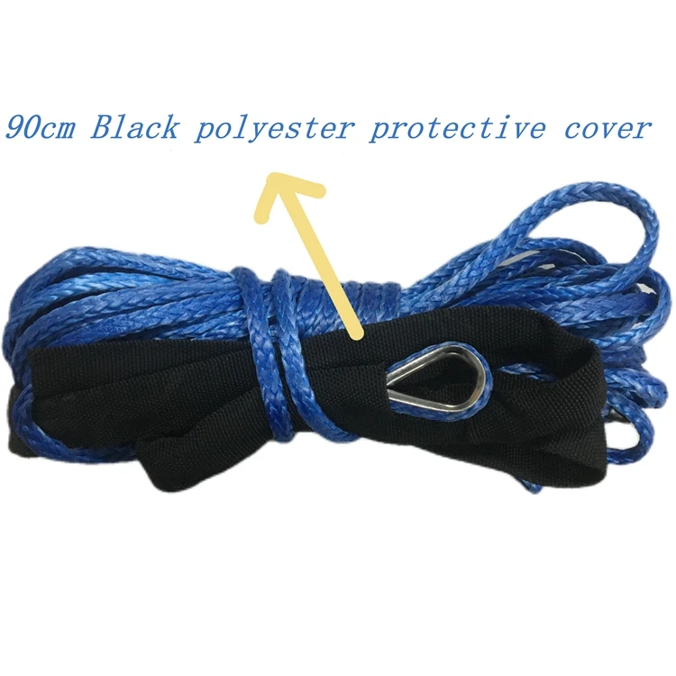 Synthetic winch rope with hook, winch steel cable with protective sleeve, truck ATV UTV SUV trailer rescue cable