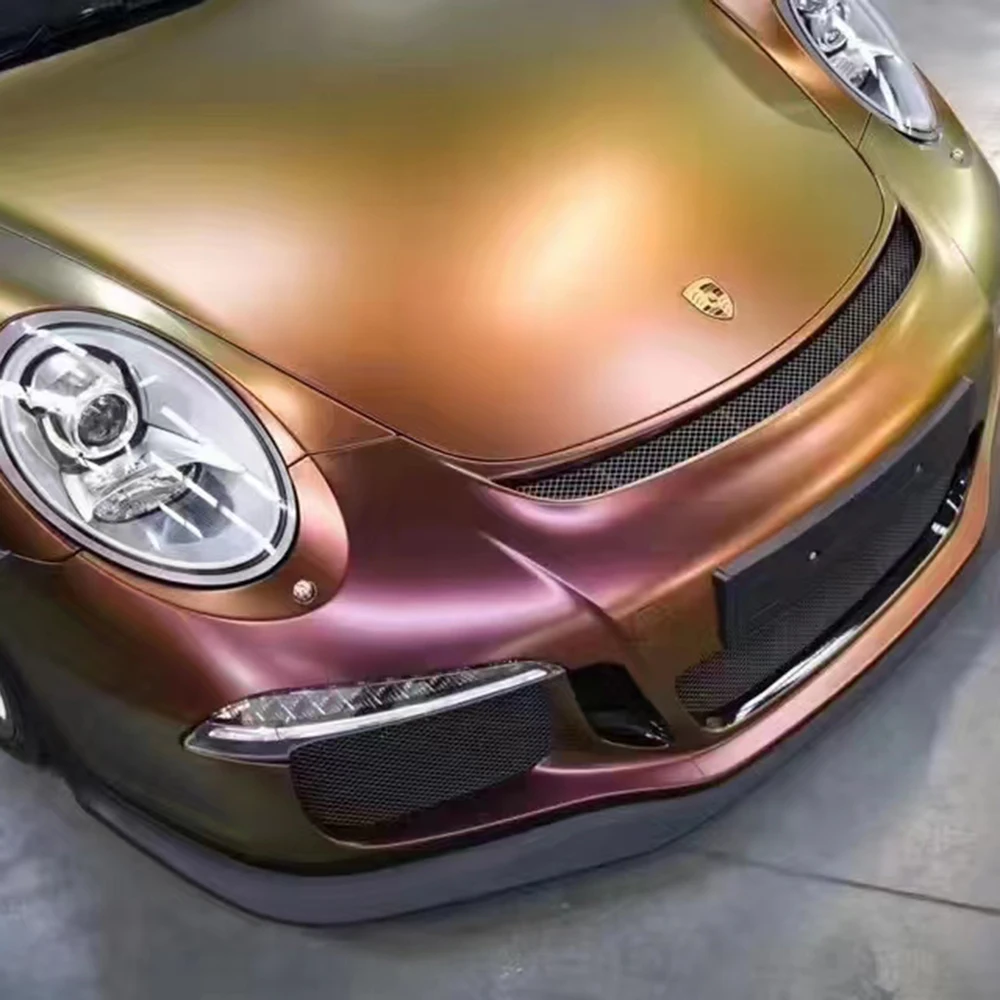 TSAUTOP ROHS Air Bubble Free Easy to Install Chameleon Matte Sunrise Morning Glow Vinyl Car Wrap