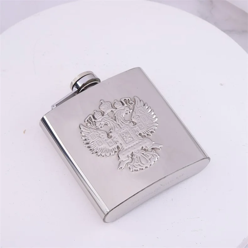wholesale 6oz 8oz 9oz silver 18/8 304 stainless steel hip flask eagle silver flask