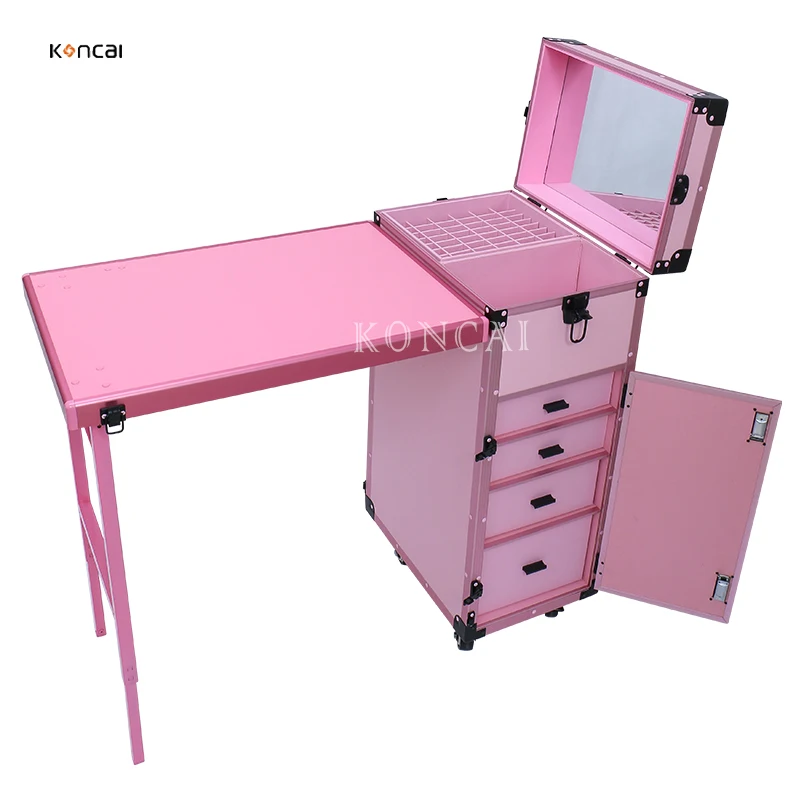 Rolling Makeup Table Nail manicure Trolley  table Vanity Box Cosmetics Beauty Case Organiser