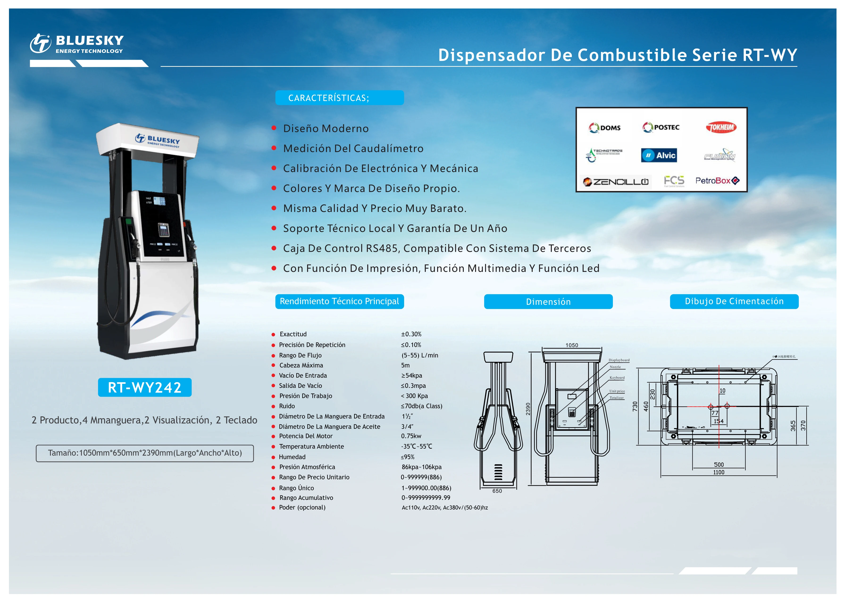 Bluesky surtidor de combustible Single & Double Nozzle LCD Display Electronic Calibration Automatic Fuel Dispenser