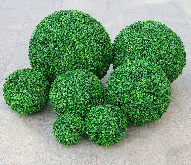 Eco-Friendly PE Factory Outlet Grass Ball Artificial Boxwood Ball Green Artificial Topiary Ball Home Decor