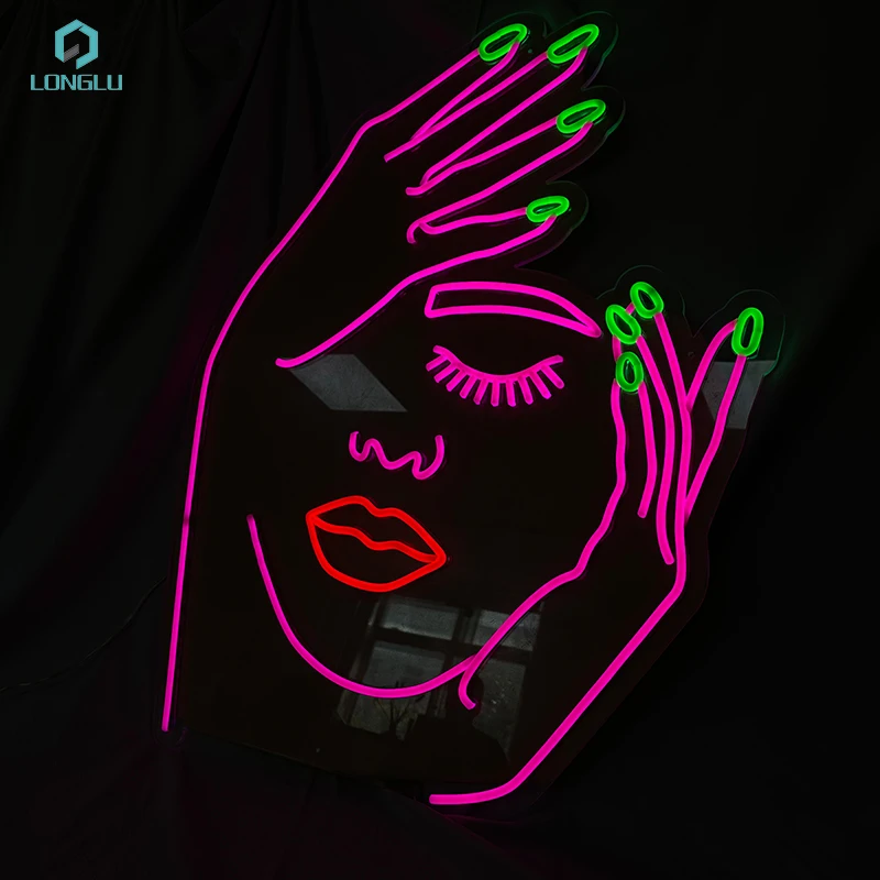 Shop advertising lashes lips hands flex led custom neon sign