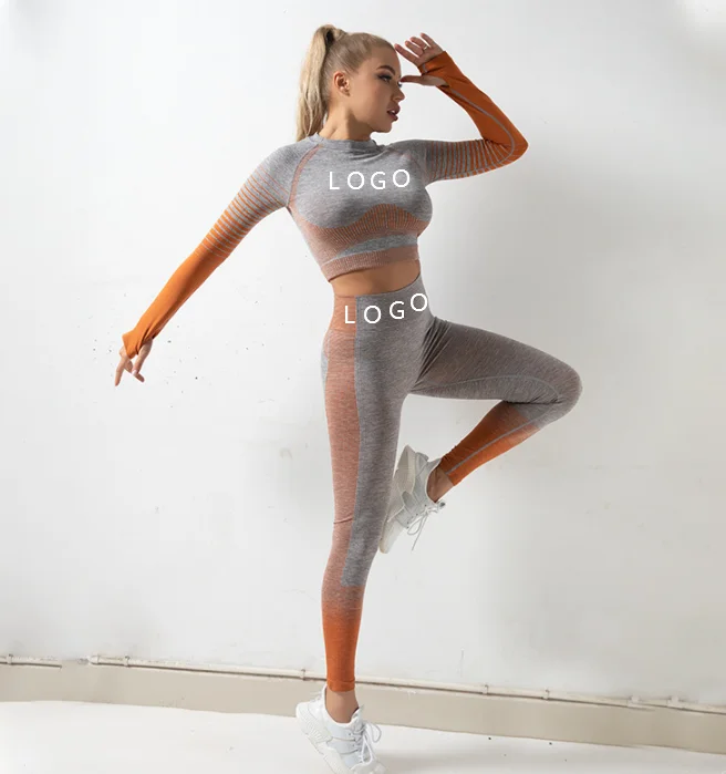 Оптовая продажа, спортивная одежда из двух предметов, бесшовная Женская Спортивная одежда для фитнеса и йоги, комплекты женской спортивной одежды для йоги