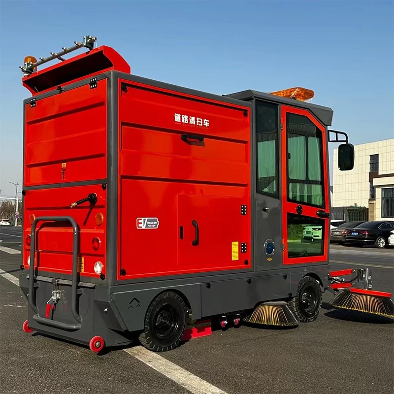 Powerful electric fully enclosed sweeper driving broom cleaning machine road sweeper