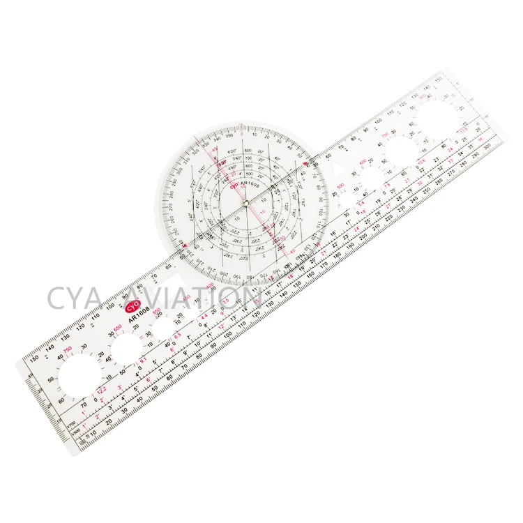 Strong Plastic student navigation ruler with protractor Rotating Plotter for pilots map reading