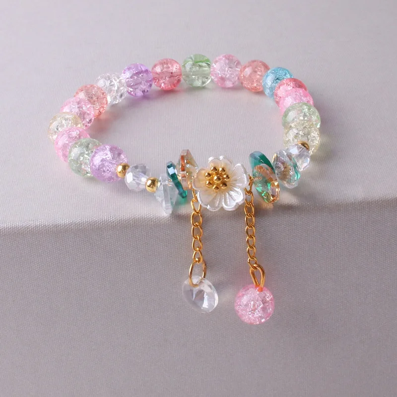 Rinhoo Shell Flower Daisy Bracelet Bohemian Colorful Crystal Beads Elastic Rope Bracelets for Women Fashion Jewelry Pulseira