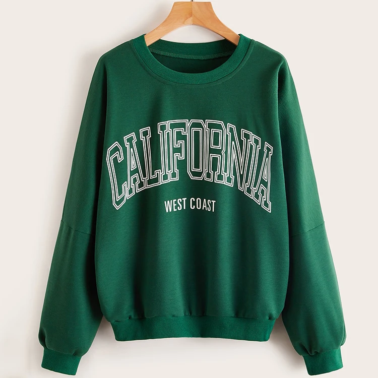 
Custom Letter Printed California Graphic Hoodie Women Crew Neck Sweatshirt 