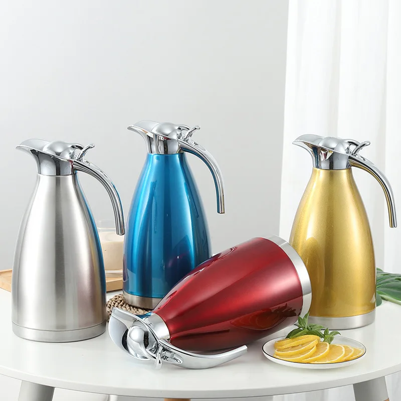 Stainless Steel Coffee Pot 1.5L & 2L Large Capacity Double Wall Insulation Vacuum Thermos Ready Stock Vacuum Bottle