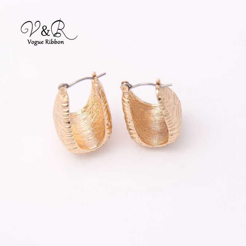 V&R Qingdao Jewelry Bijoux Wide Hammered Textured Chunky Endless Hoop Earring Alloy Earrings