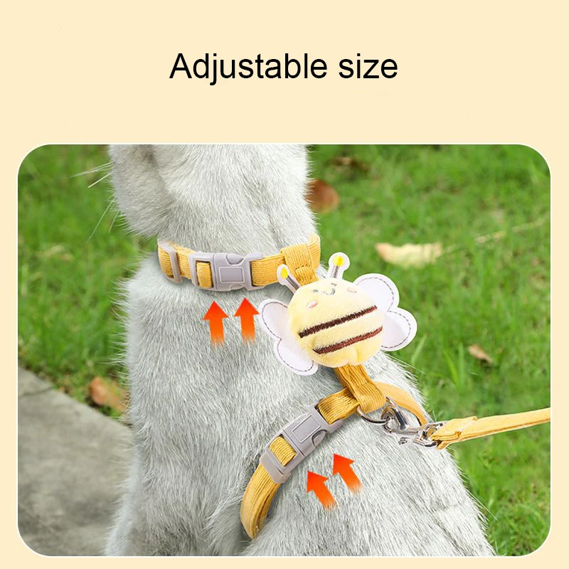Cat Harness Leash Collar Set Adjustable cute Bee for Small Medium Pet dog Harnesses leash set Outdoor Walking