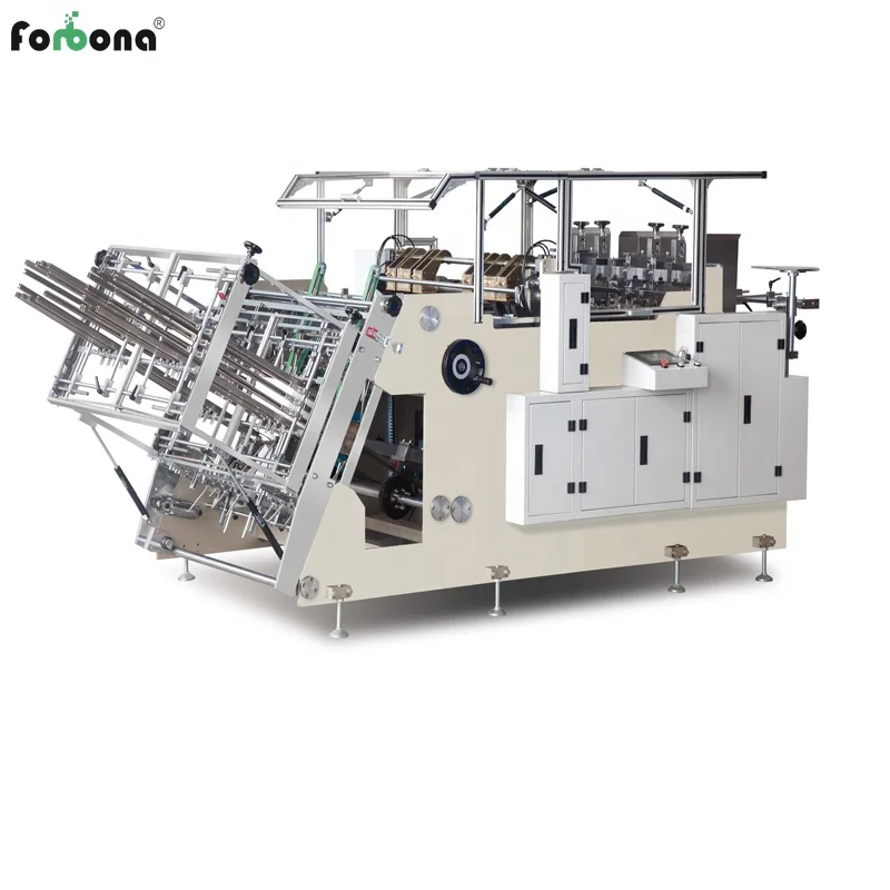 
high speed servo motor control hamurger corrugated box paper tray gluing machine 