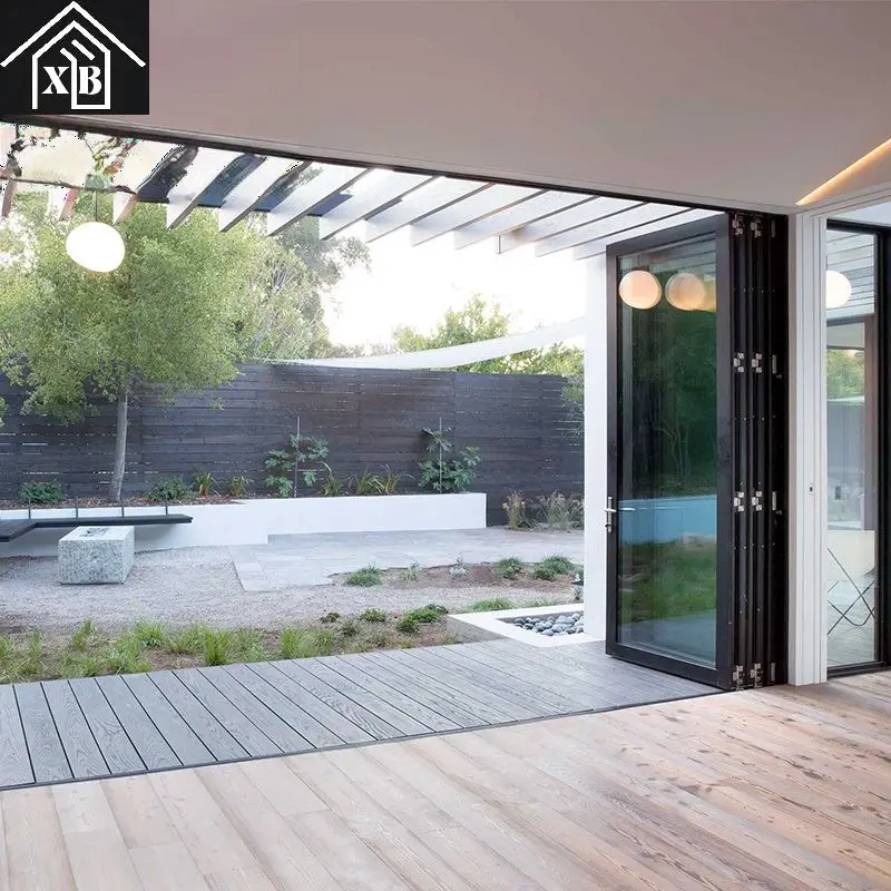 High Quality thermal break double glass design insulated Accordion glass Aluminum frame Folder Bi Fold Bifold Folding Door