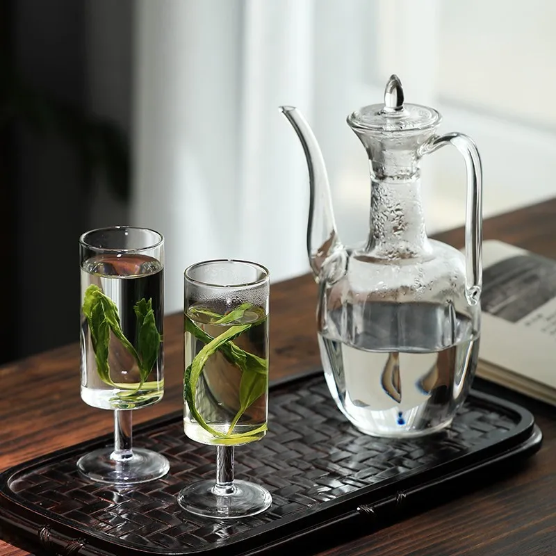 Transparent Song Dynasty glass hand-held pot green tea teapot heat-resistant glass retro Song Dynasty hand-held pot