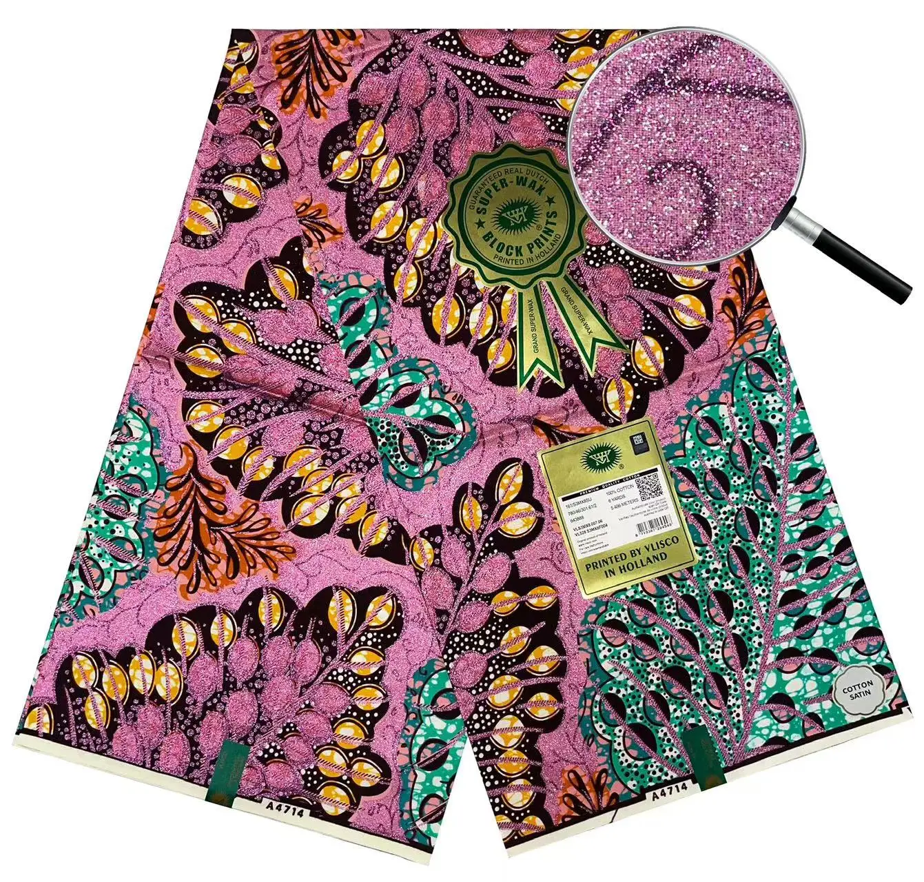 2025 nigeria grand wax 100% cotton super glitter wax african fabrics Golden Shining Cotton Fabric Textile For African Pagne