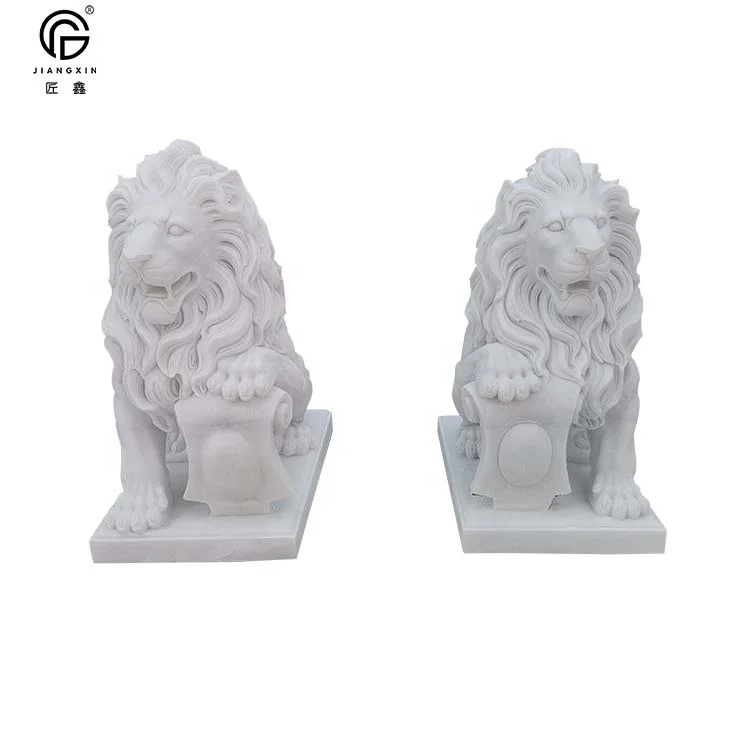 outdoor garden decoration life size white marble lion statue