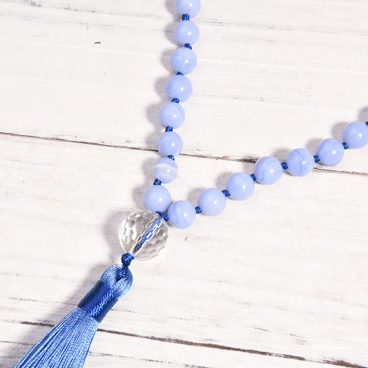 Natural 8MM Lava Stone Tiger Eye Bead Designs Necklace 108 Mala Bead Necklace Tassel Bangs Necklace