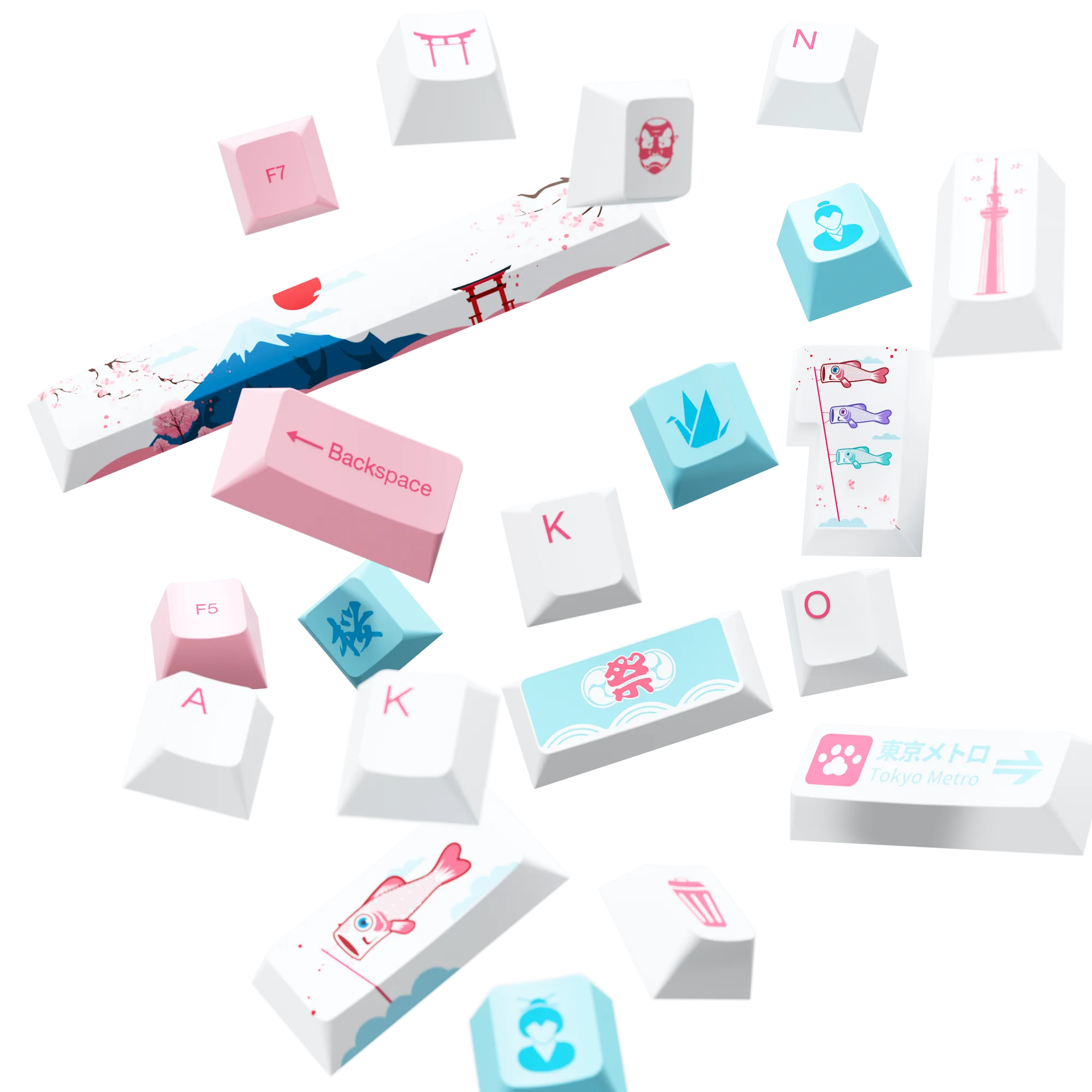 Akko doubleshot PBT Keycap set 60% 65% 75% custom layout mechanical keyboard Japanese Keycaps